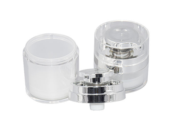 Electroplating Acrylic Airless Pump Cream Jar 15 / 30 / 50 / 70g